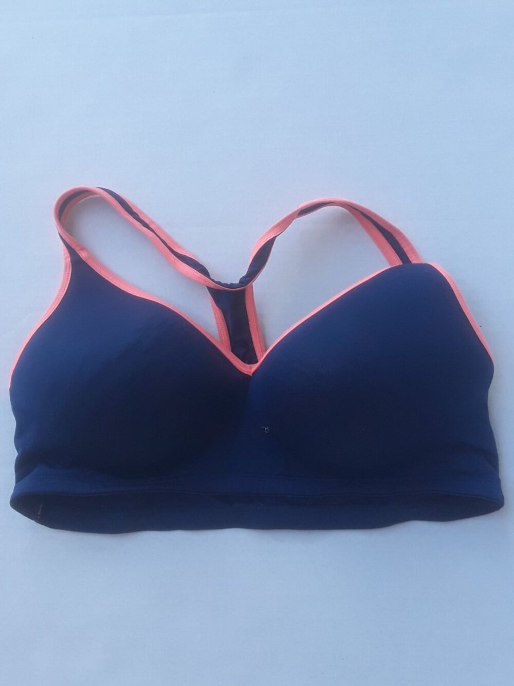 Flirtitude navy blue sports bra with orange trim size XL